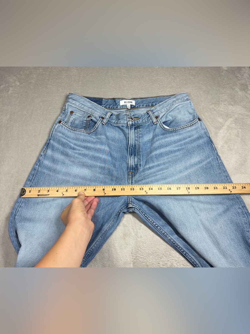Re/Done Original Low Rider Loose Wide Leg Split Hem Vintage Flow Blue Jeans 28 — image 7 of 8